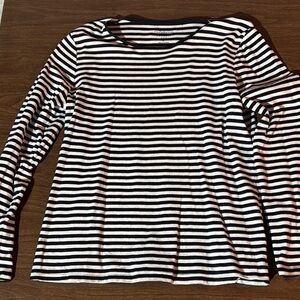 Croft & Barrow Black and White Striped Long Sleeve Top